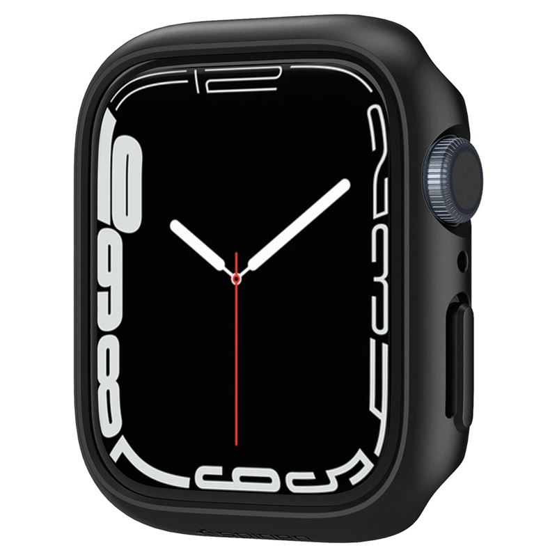 Husa Spigen Thin Fit compatibila cu Apple Watch 7/8 41mm Black (Ingredi, ACS04184) by www.silkase.ro